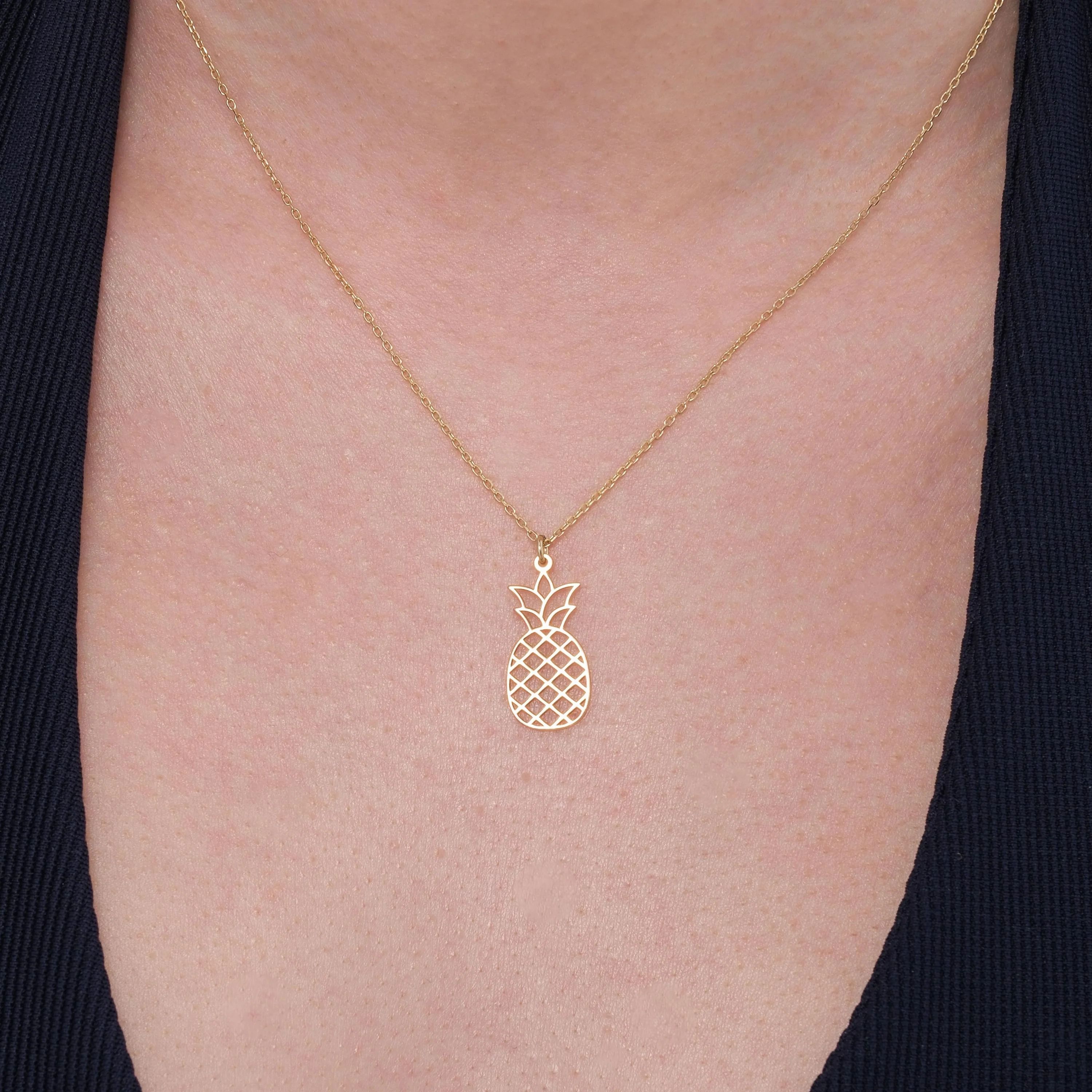 Pineapple Necklace 14K Solid Gold