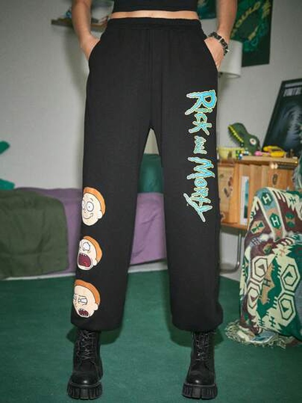 Rick and Morty ROMWE Cartoon Graphic Sweatpants