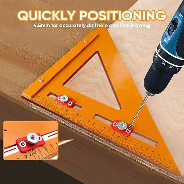 2-in-1 Rafter Square,Creative Punching Positioning Triangle Ruler,Adjustable Multifunction Positioning Angle Ruler Suitable for Carpenter,Home
