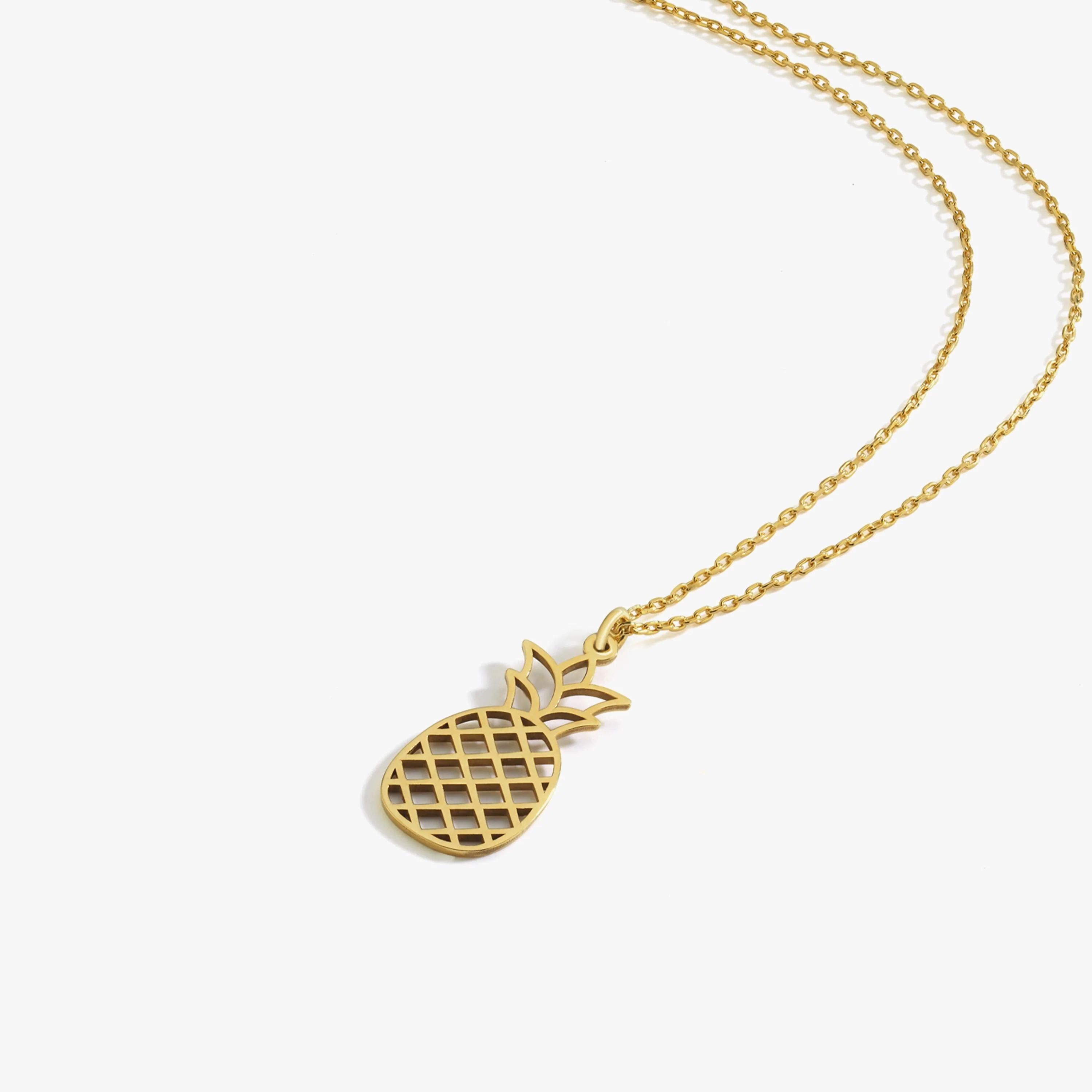 Pineapple Necklace 14K Solid Gold