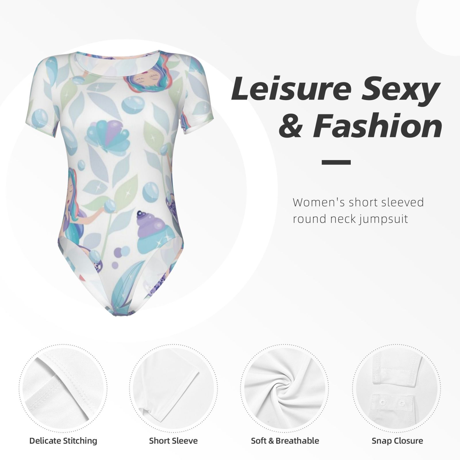 Women's Short Sleeve Round Neck Bodysuit