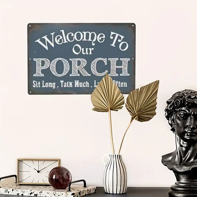 1pc Welcome To Our Porch Iron Sheet Sign Aluminum Metal Wall Sign For Home Bar Farmhouse 12x8 Inches Use Outdoor/Indoor
