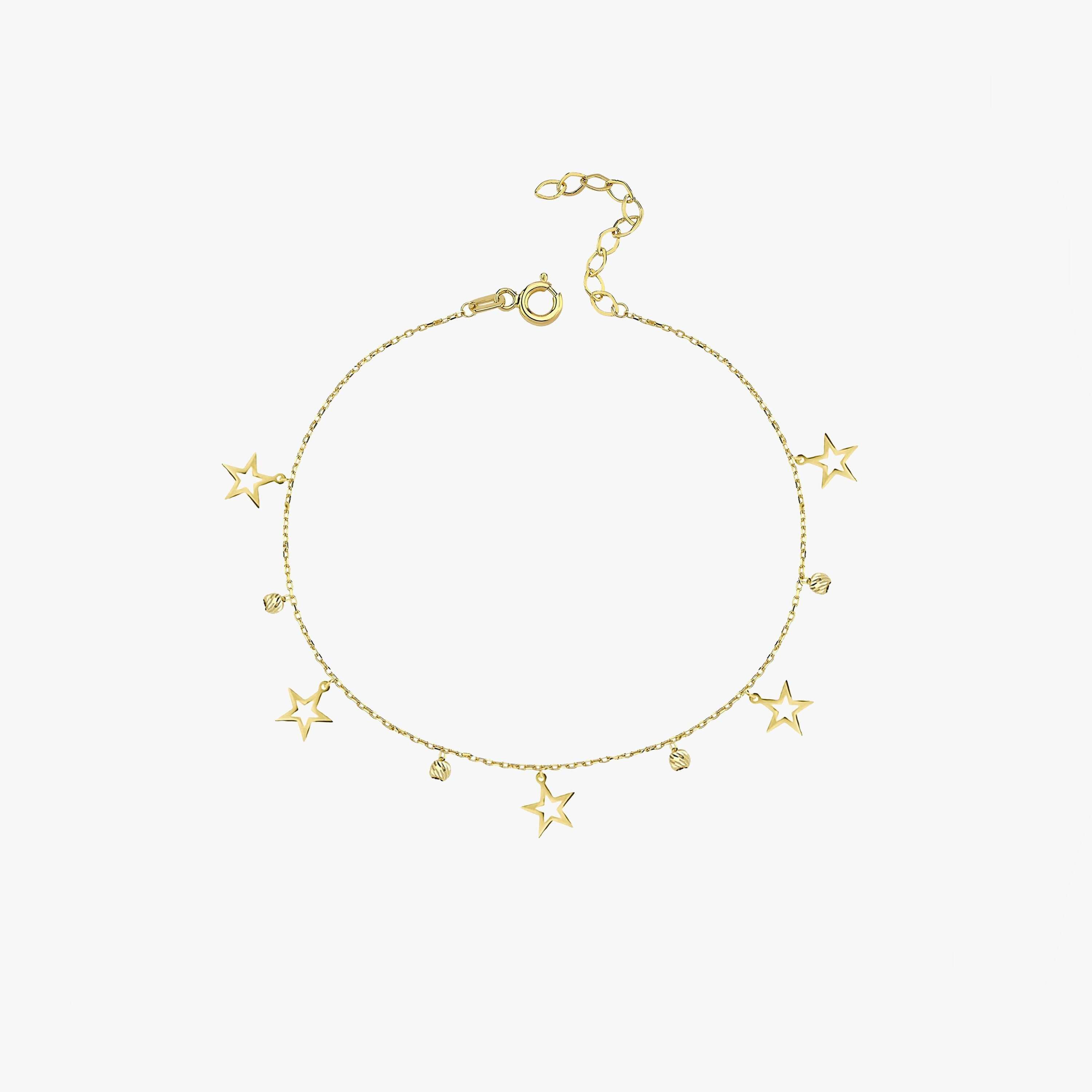 Star Bracelet 14K Solid Gold