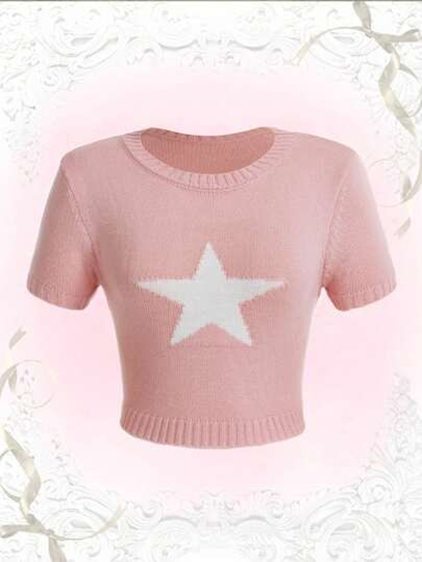 Kawaii Star Pattern Knit Top