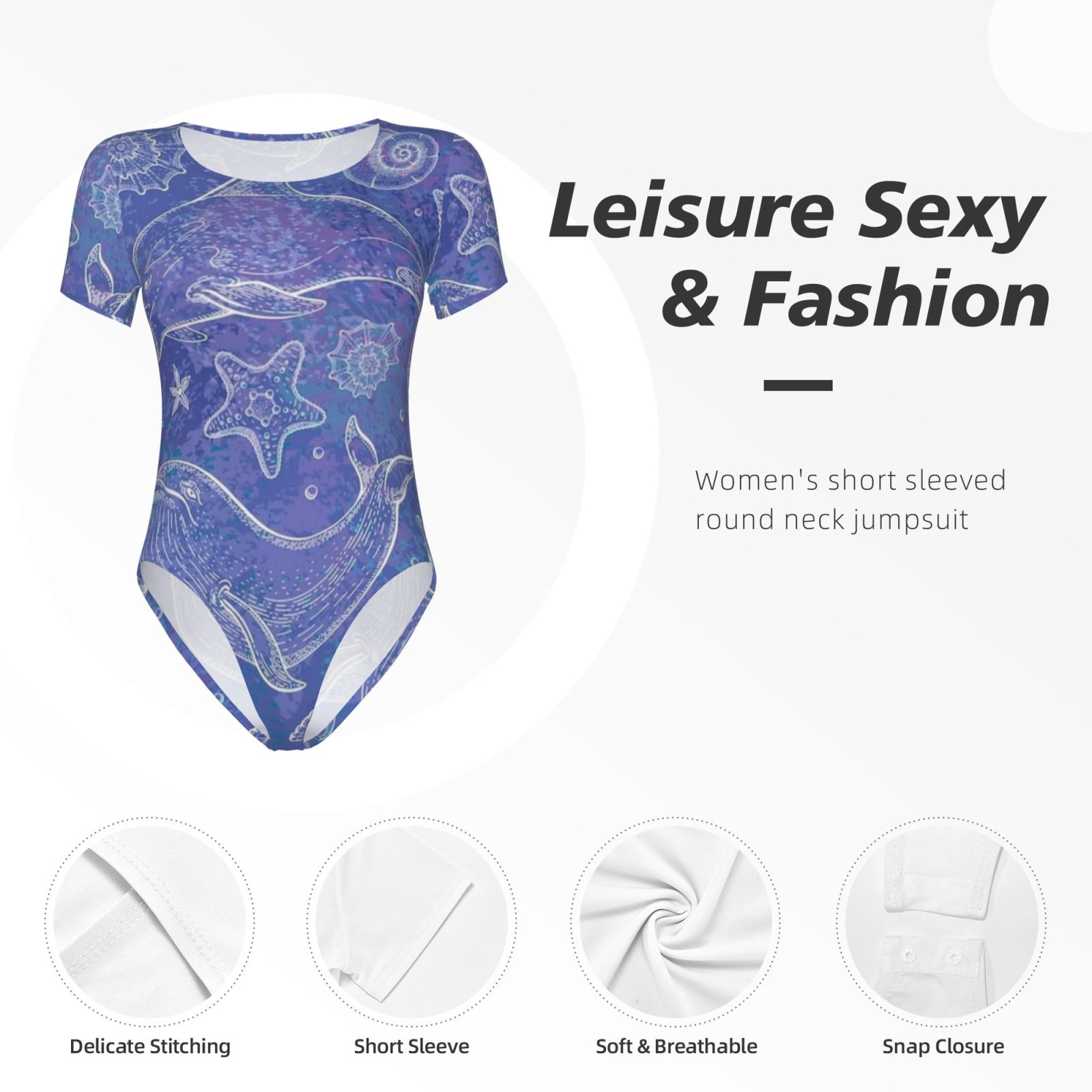 Women's Short Sleeve Round Neck Bodysuit