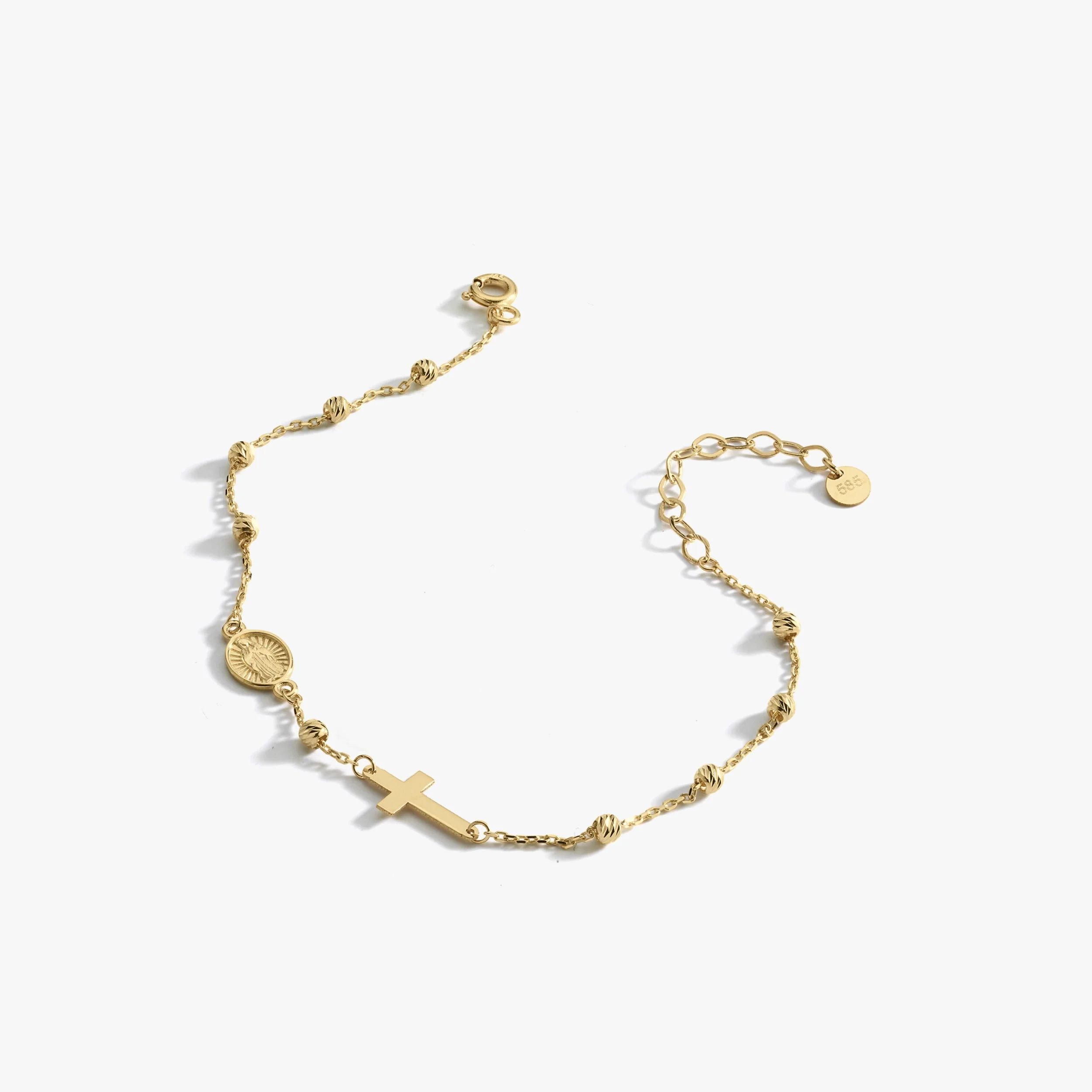 Gold Rosary Bracelet 14K Solid Gold
