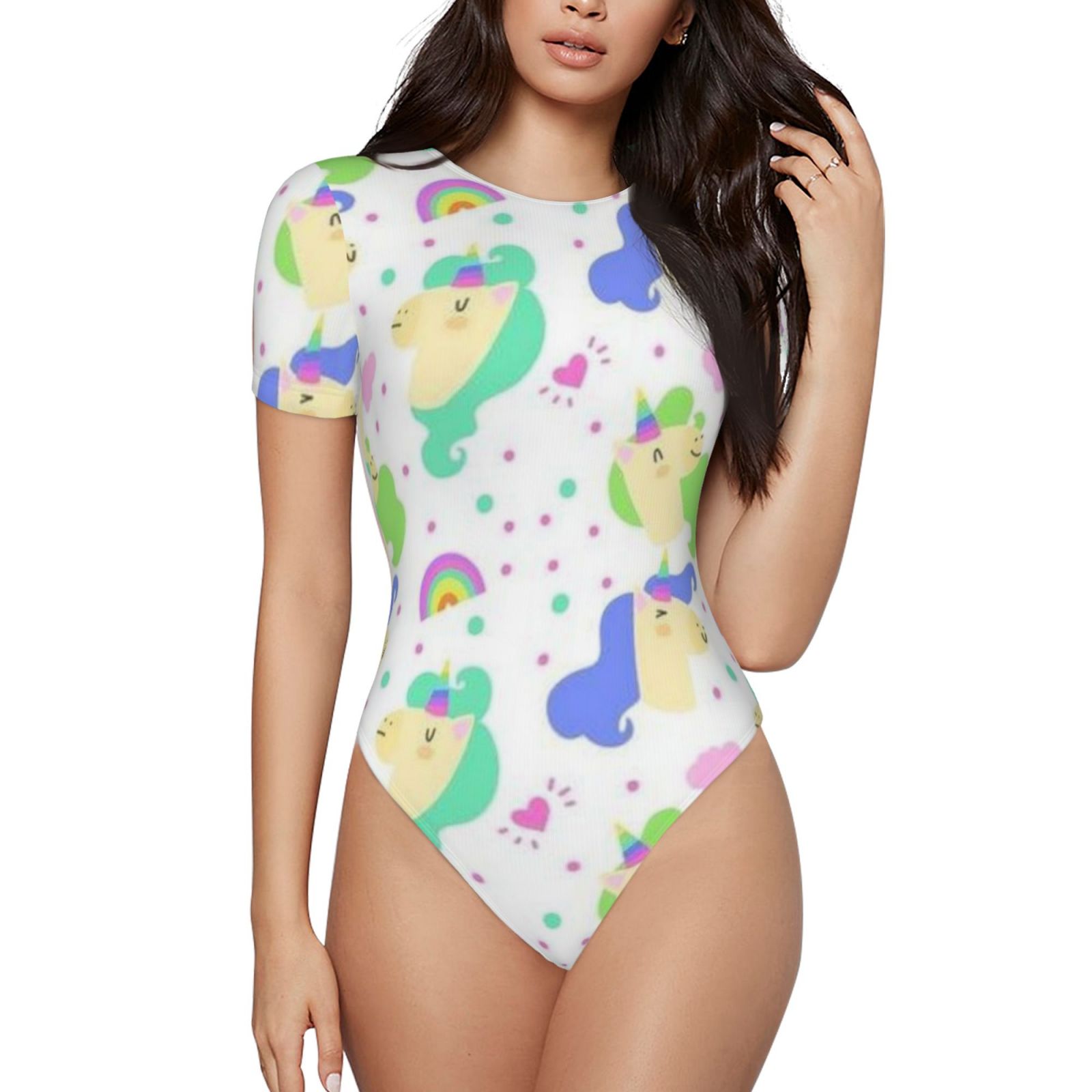 Women's Short Sleeve Round Neck Bodysuit