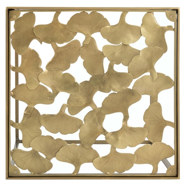 SAFAVIEH Lilian Leaf Antique Brass Side Table - 16