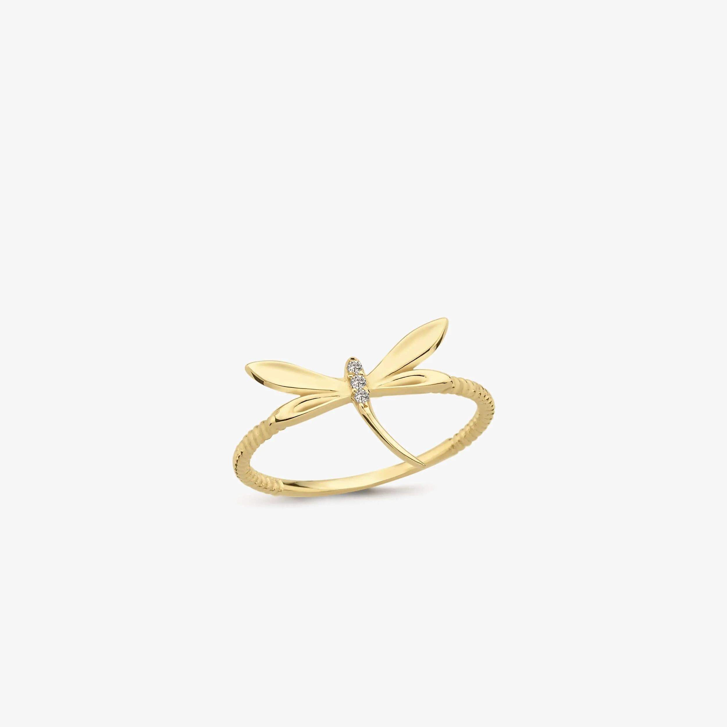 Dragonfly Ring 14K Solid Gold