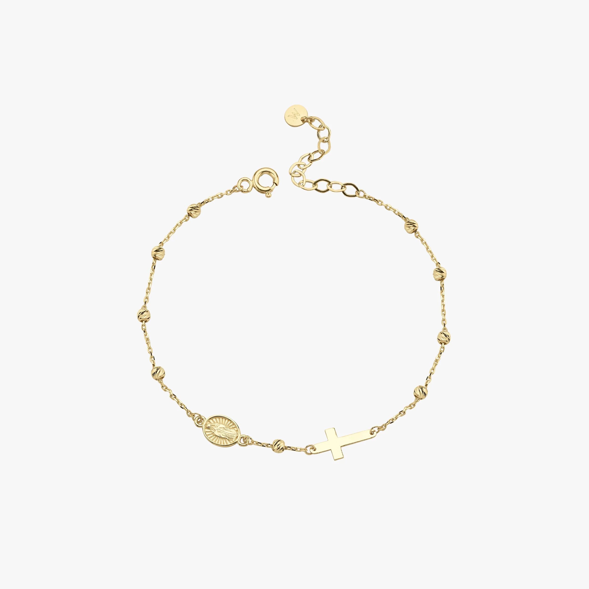 Gold Rosary Bracelet 14K Solid Gold