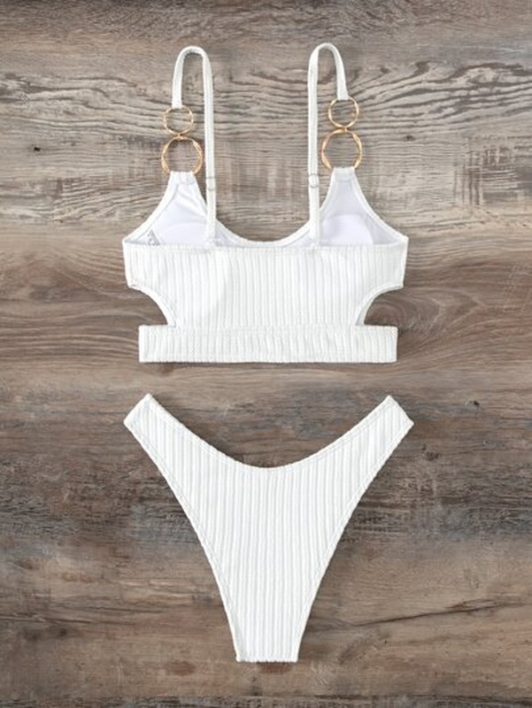 Plain Ring Linked Bikini Swimsuit