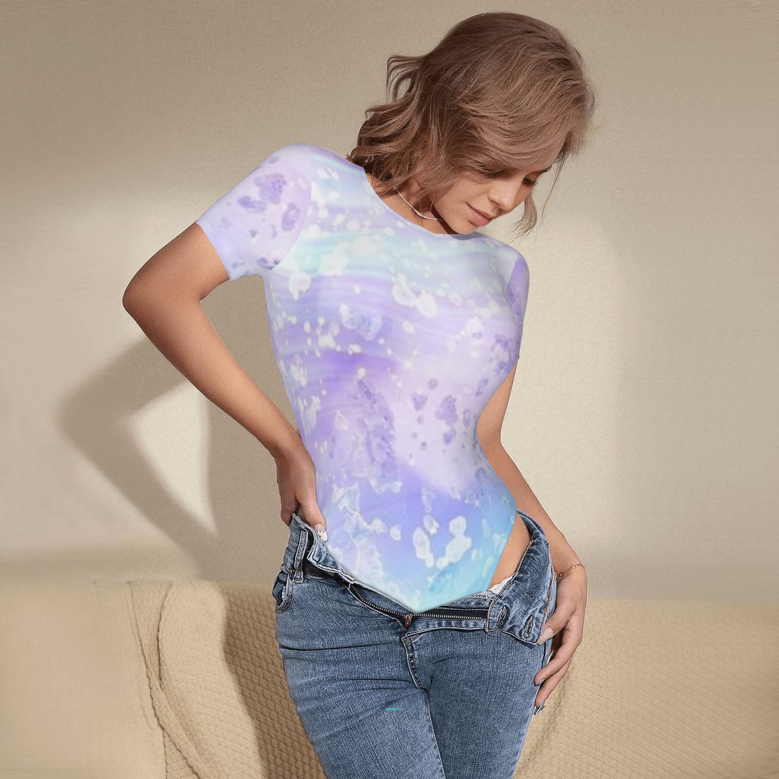 Women's Short Sleeve Round Neck Bodysuit