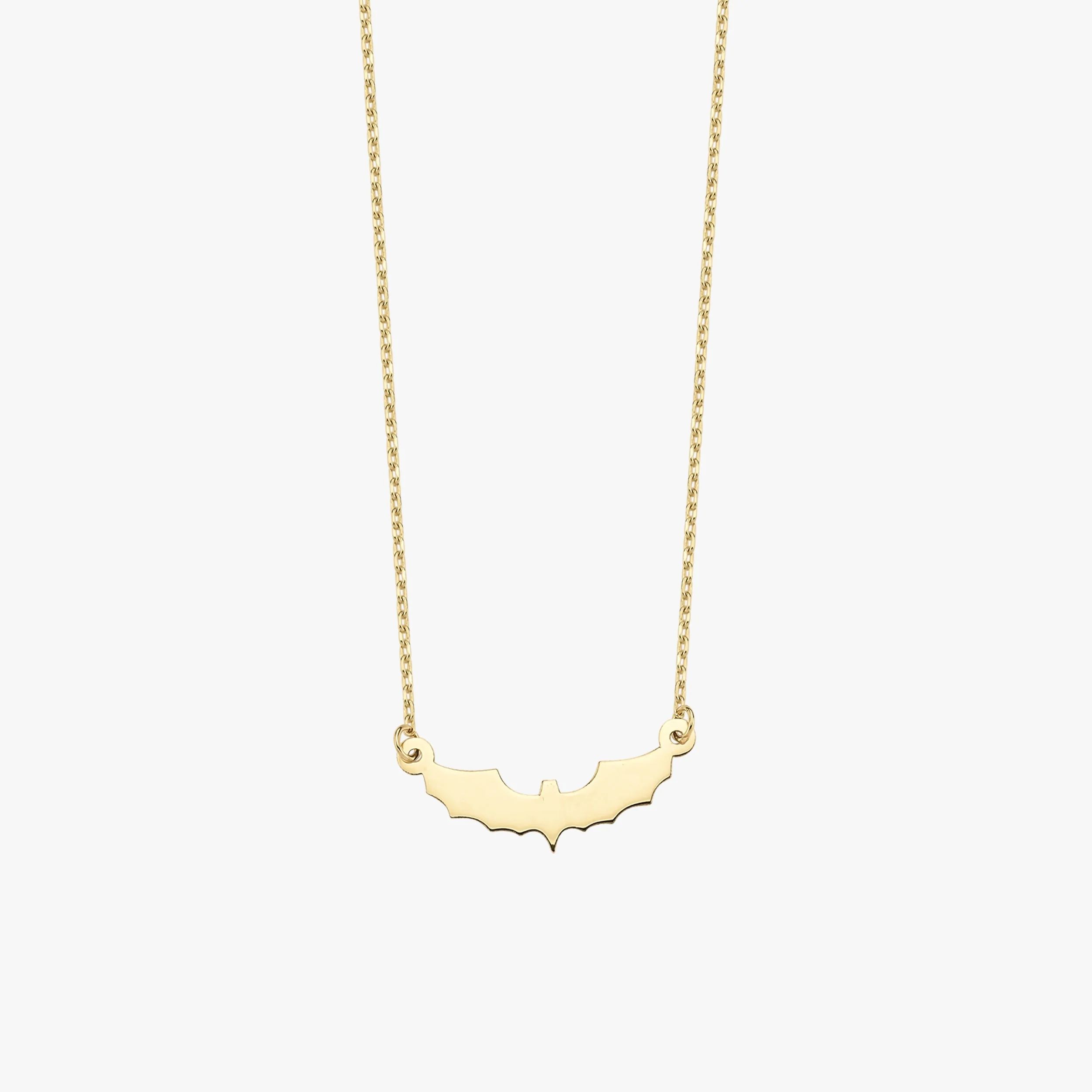 Bat Necklace 14K Solid Gold 16 Inches
