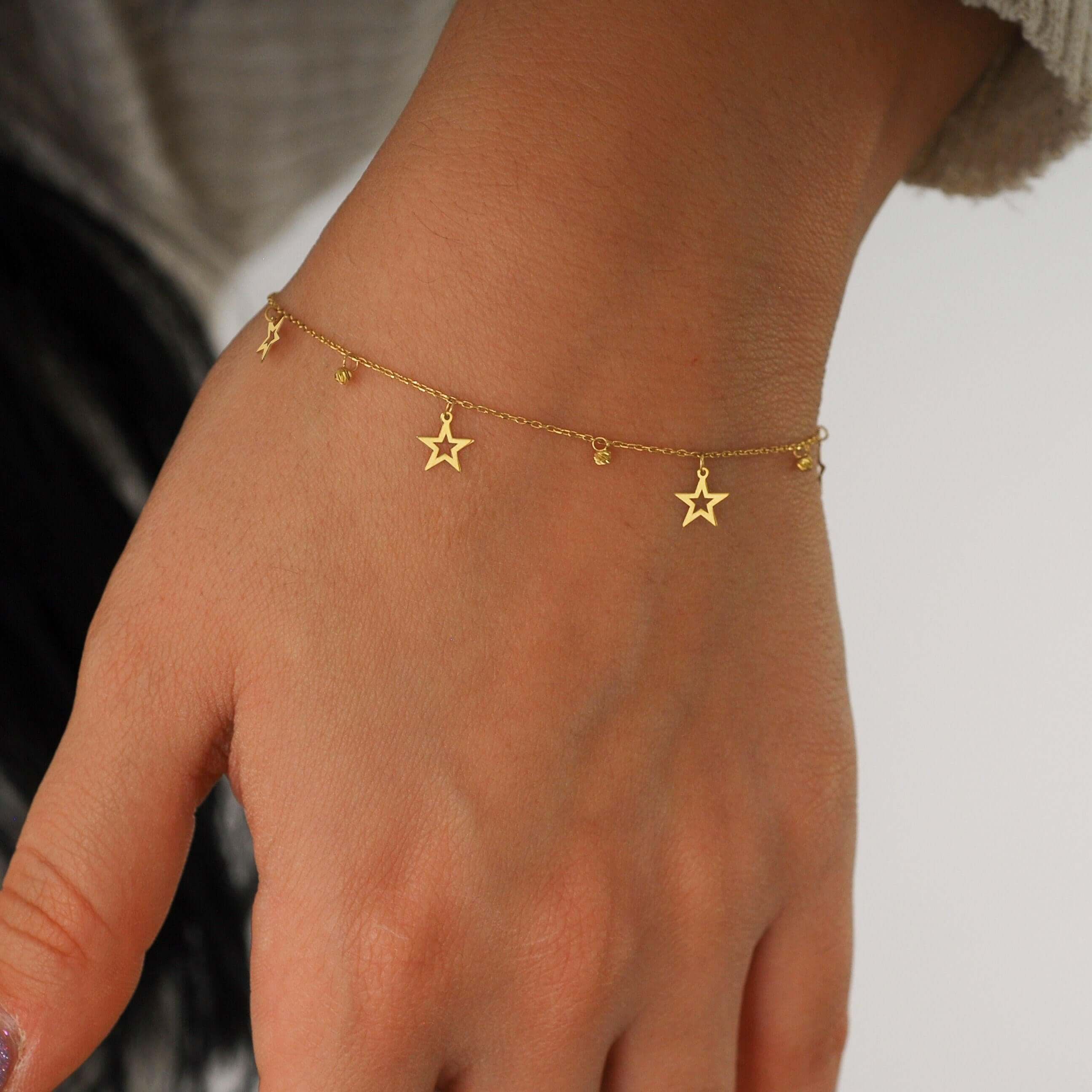 Star Bracelet 14K Solid Gold