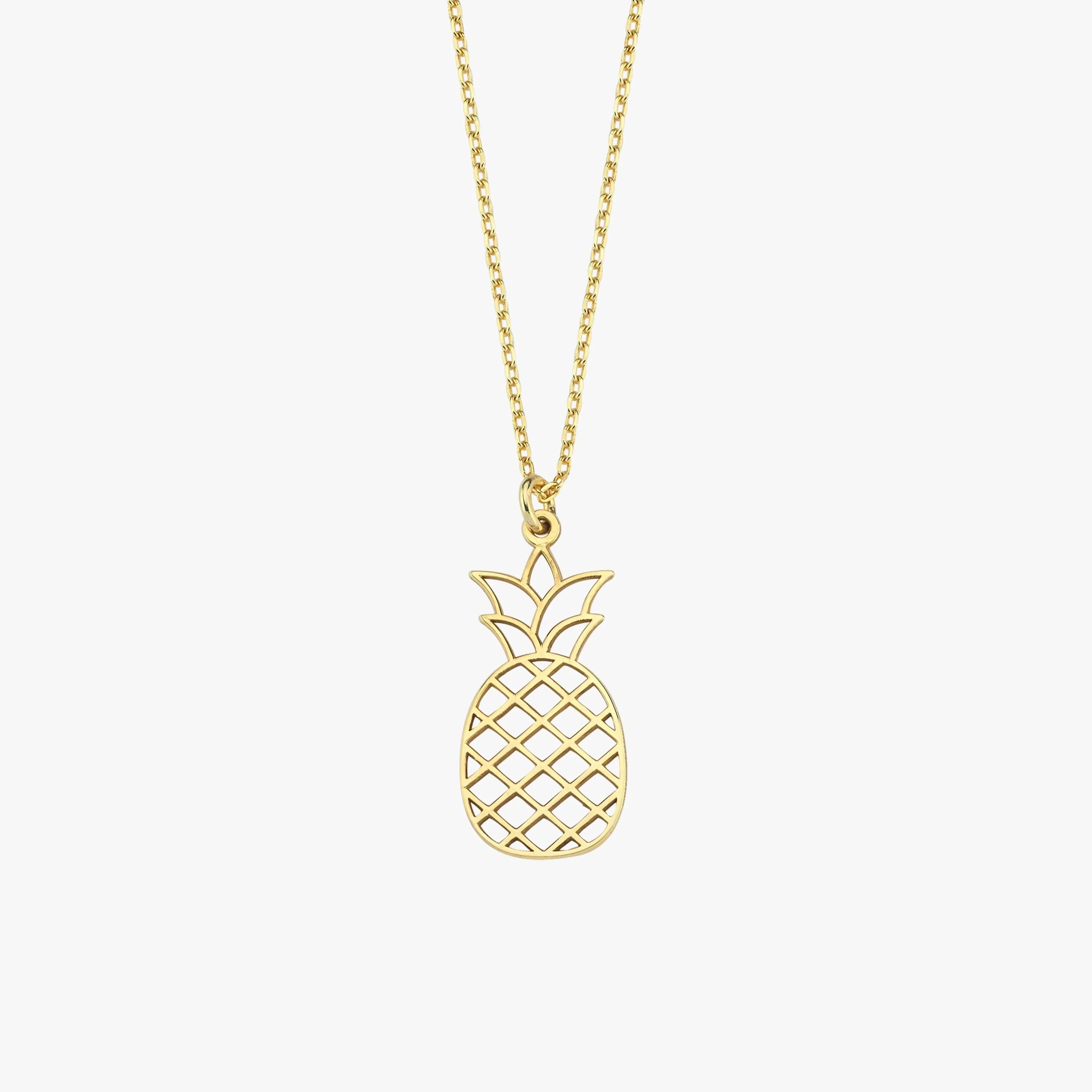 Pineapple Necklace 14K Solid Gold