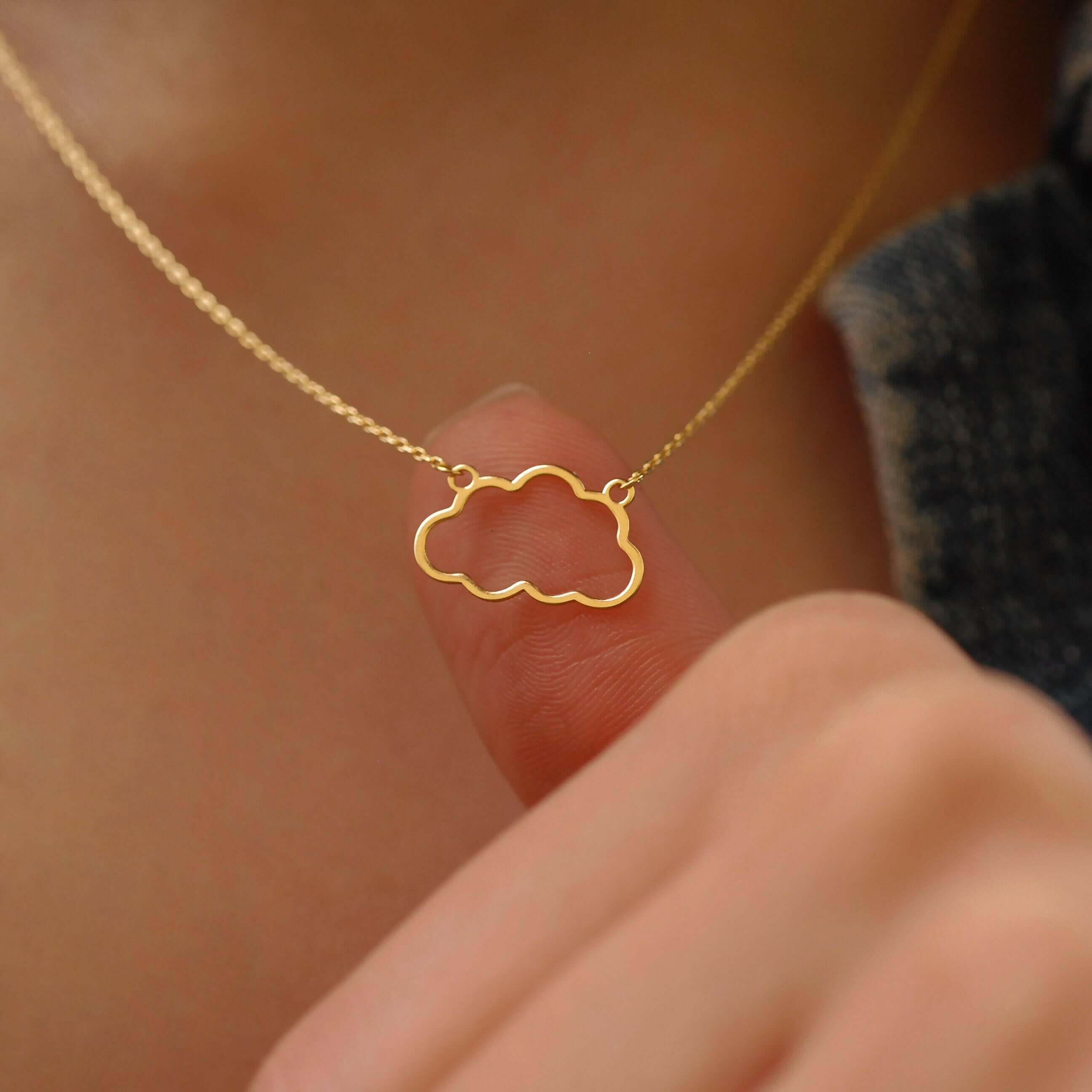 Cloud Necklace 14K Solid Gold 18 inches