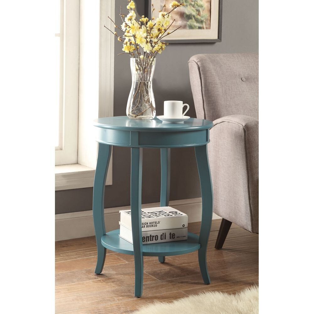 Teal Side Table with one Shelf - 18