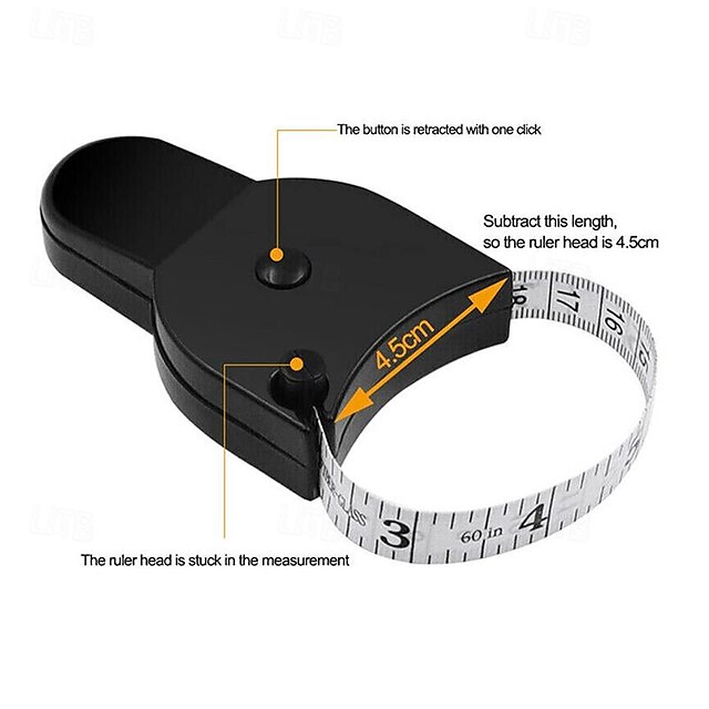 Automatic Retractable Body Measure Tape - 150cm / 60 inch Telescopic Self Measuring Tape for Body Measurement and Weight Loss Lock Pin and Push-Button Sewing Tapes