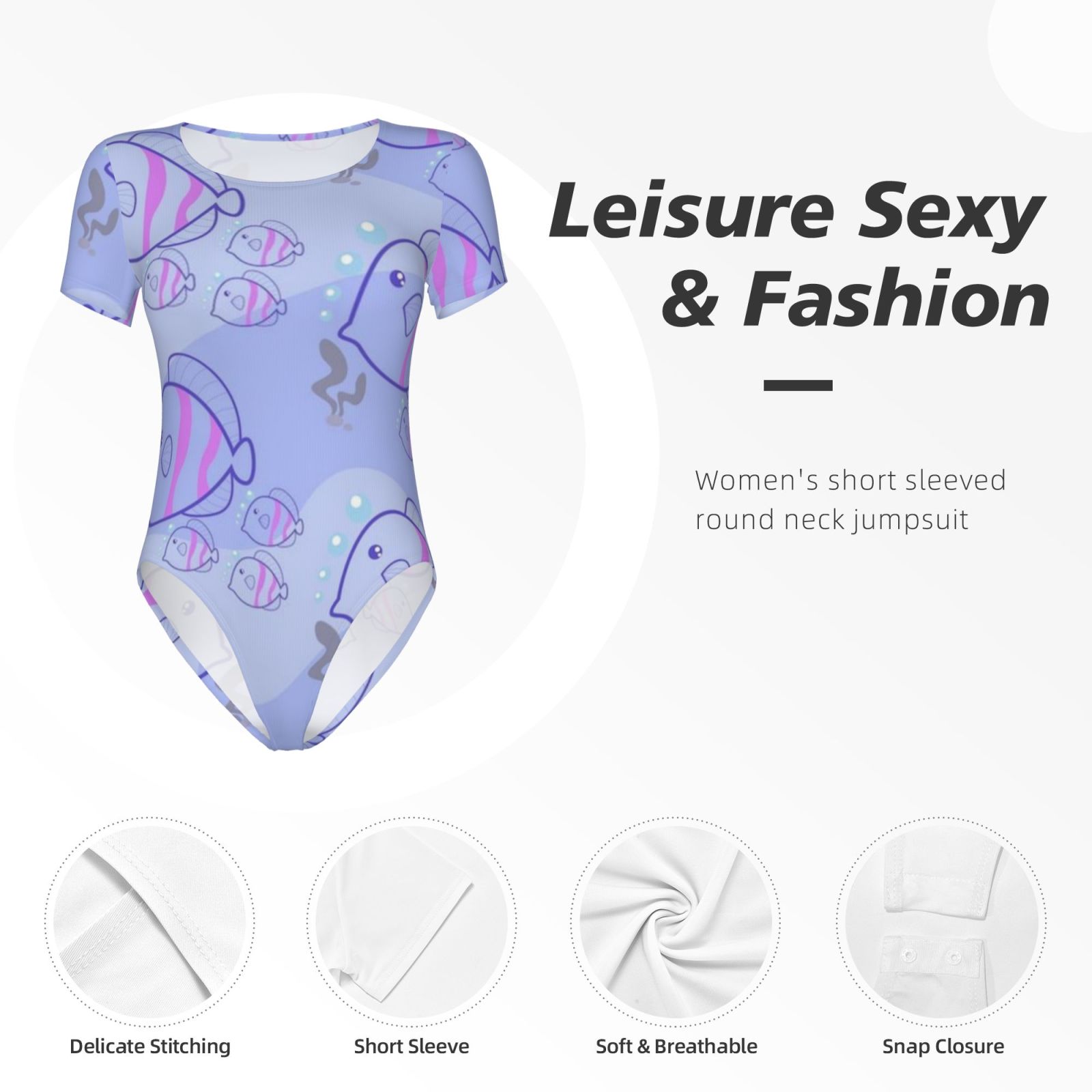 Women's Short Sleeve Round Neck Bodysuit