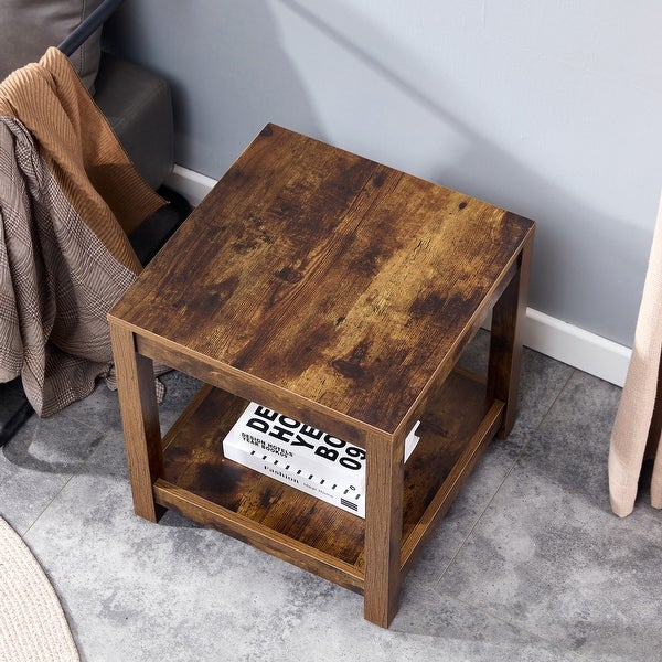 Side Table, 2 Tier Small Space End Table, Modern Night Stand, Sofa table, Side Table with Storage Shelve