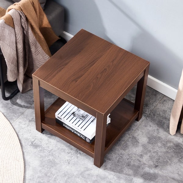 Side Table, 2 Tier Small Space End Table, Modern Night Stand, Sofa table, Side Table with Storage Shelve
