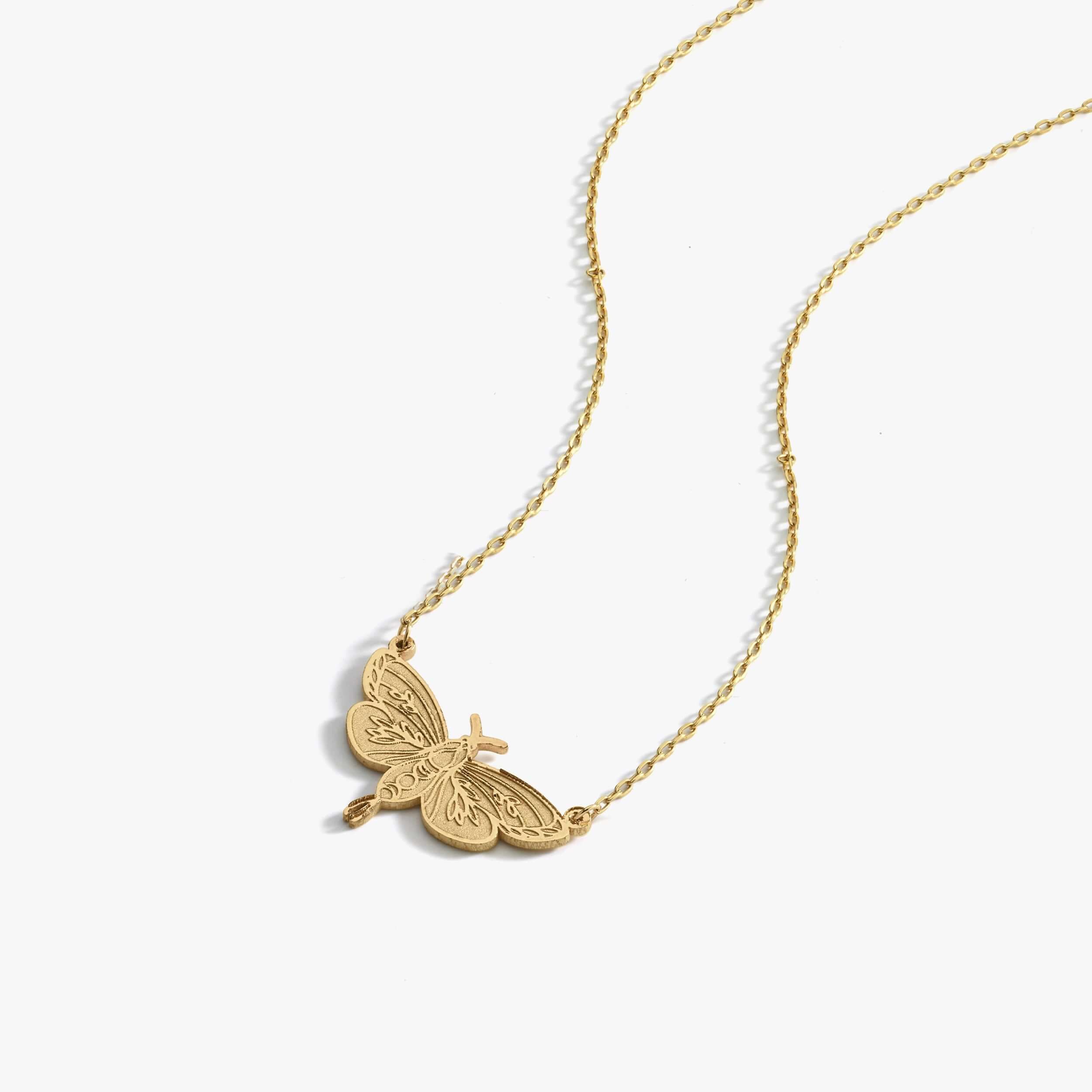 Moth Necklace 14K Solid Gold 16 Inches