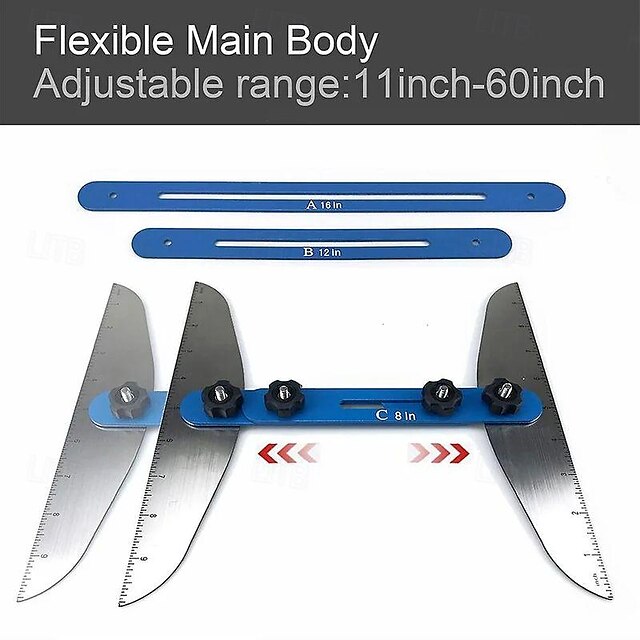 Stair Treads Gauge Template Tool,Stair Jig, Aluminum Alloy Stair Measuring Tool,Adjustable Measurement Tool, Shelf Scribe Layout Tool for Stairs,Risers,Shelf and Cutting Drywall