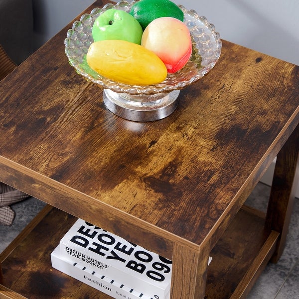 Side Table, 2 Tier Small Space End Table, Modern Night Stand, Sofa table, Side Table with Storage Shelve