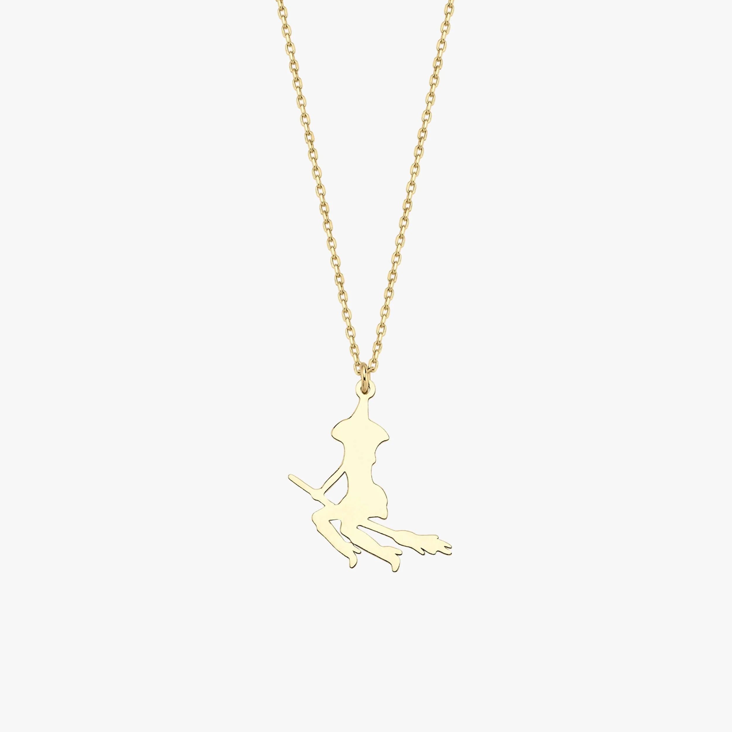 Witch Necklace 14K Solid Gold 16 Inches