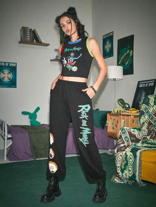 Rick and Morty ROMWE Cartoon Graphic Sweatpants