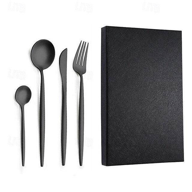 Gold Silverware Set 4 Piece Durable 18/10 Stainless Steel Flatware Sets Service for Wedding Home Kitchen Tableware Utensils Include Teaspoons Knifes Forks and Spoons Delicate Cutlery Set