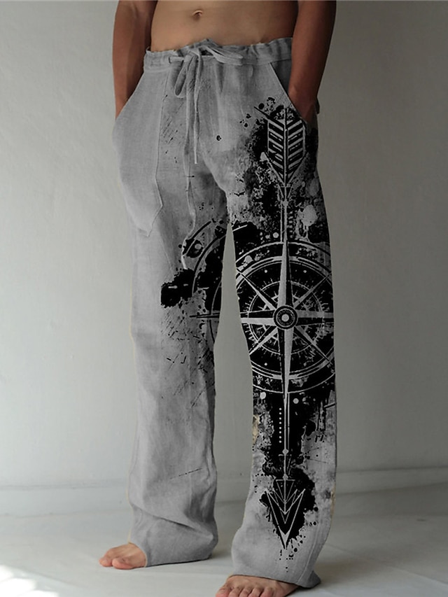 Men's Trousers Summer Pants Beach Pants Drawstring Elastic Waist 3D Print Graphic Prints Comfort Casual Daily Holiday Streetwear Hawaiian Blue Green