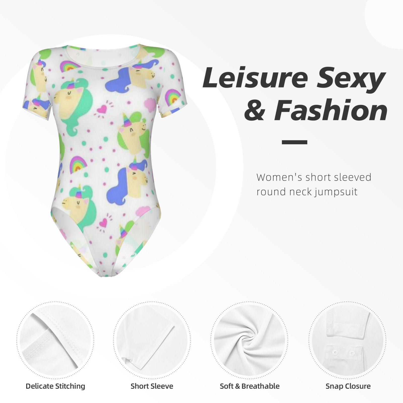 Women's Short Sleeve Round Neck Bodysuit