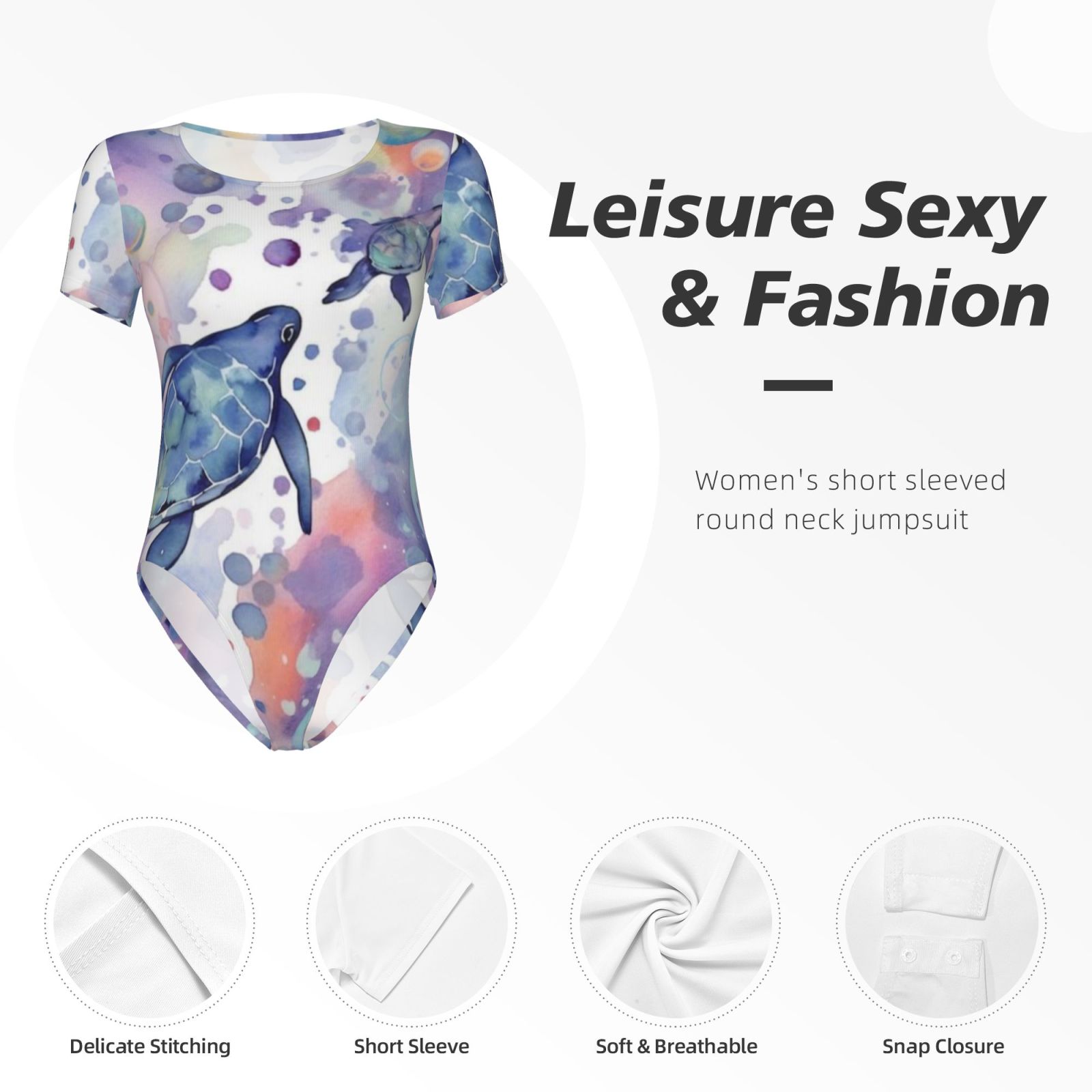 Women's Short Sleeve Round Neck Bodysuit