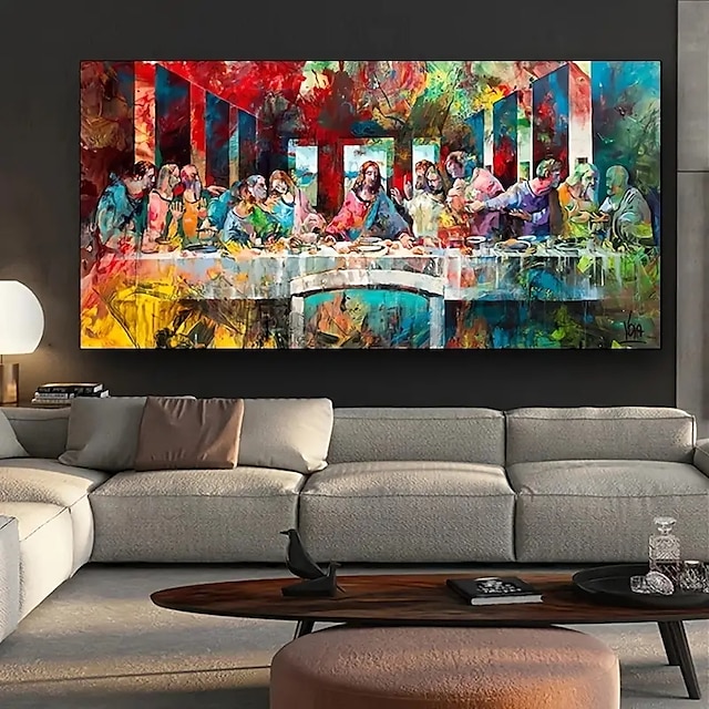 1pc Modern Artistic Graffiti Painting of 'The Last Supper' - Home Decor Wall Art for Corridor Porch or Any Room