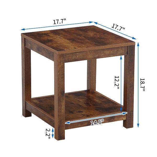 Side Table, 2 Tier Small Space End Table, Modern Night Stand, Sofa table, Side Table with Storage Shelve