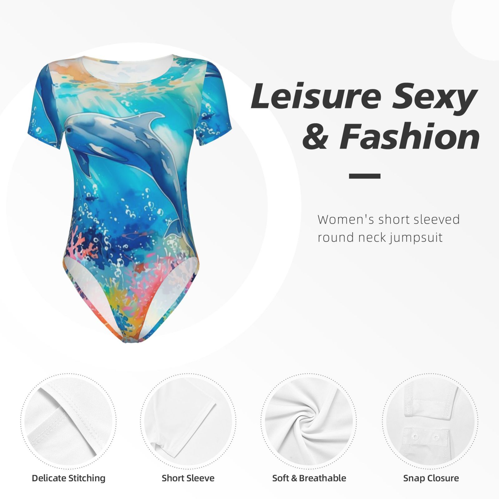 Women's Short Sleeve Round Neck Bodysuit