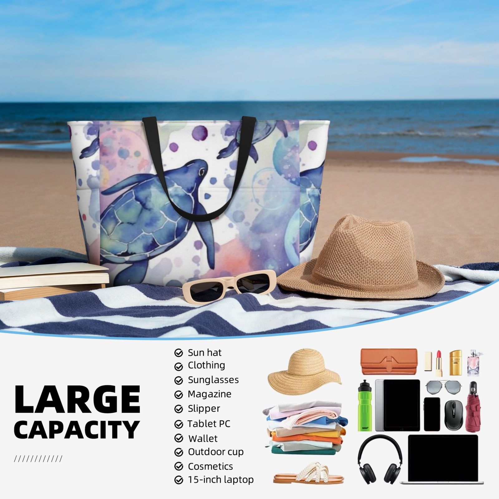 Large capacity beach travel bag
