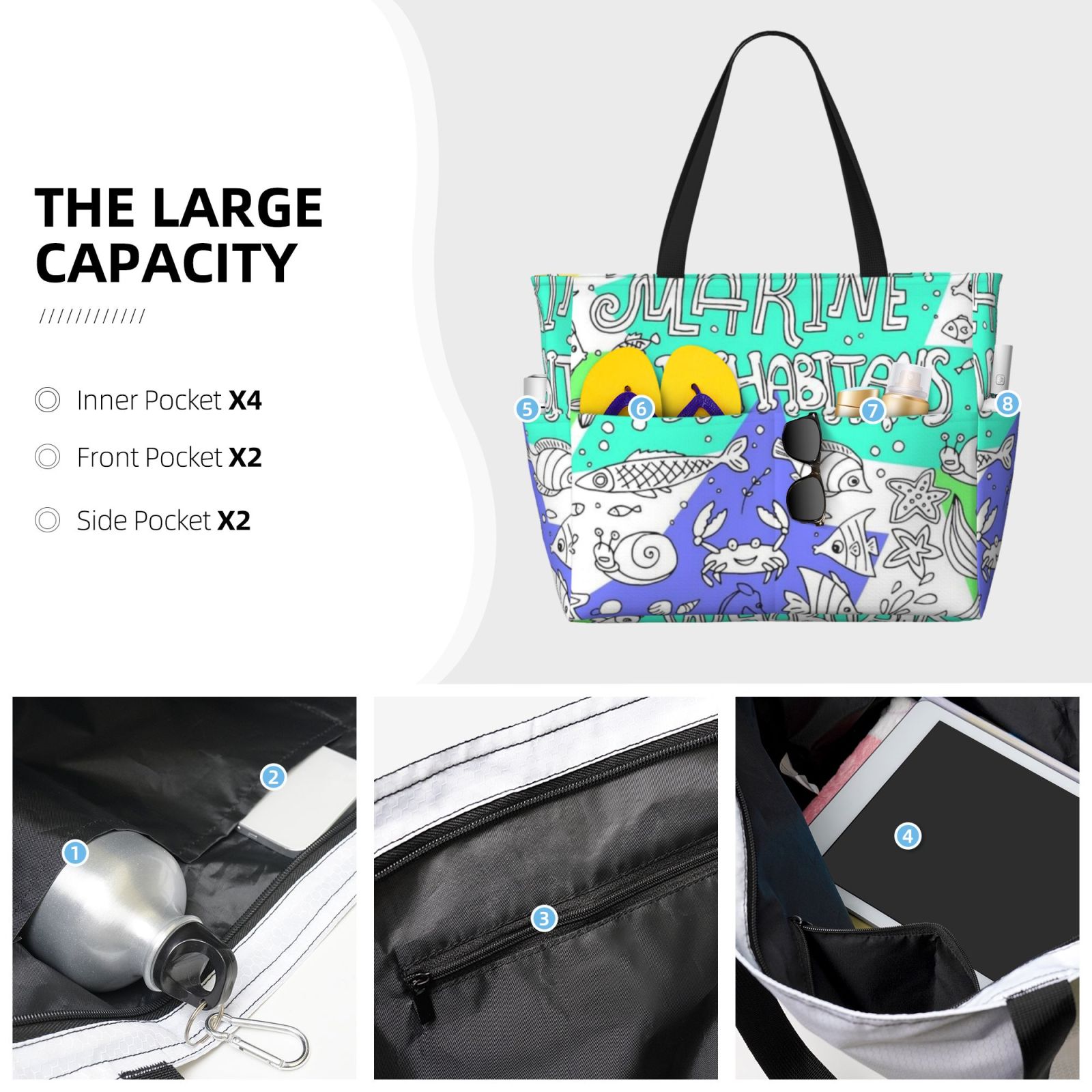 Large capacity beach travel bag