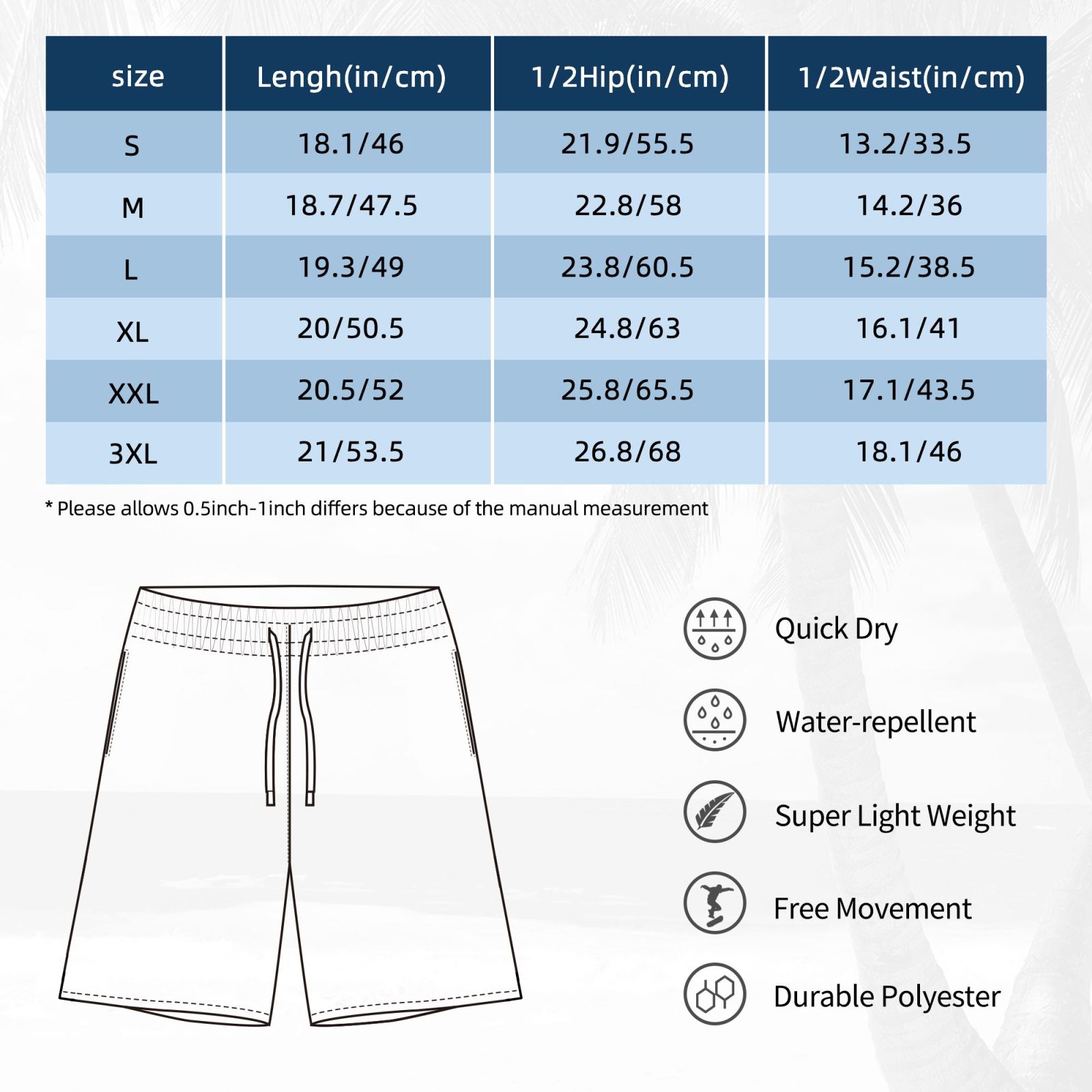 Men's Double Layer Swim Trunks