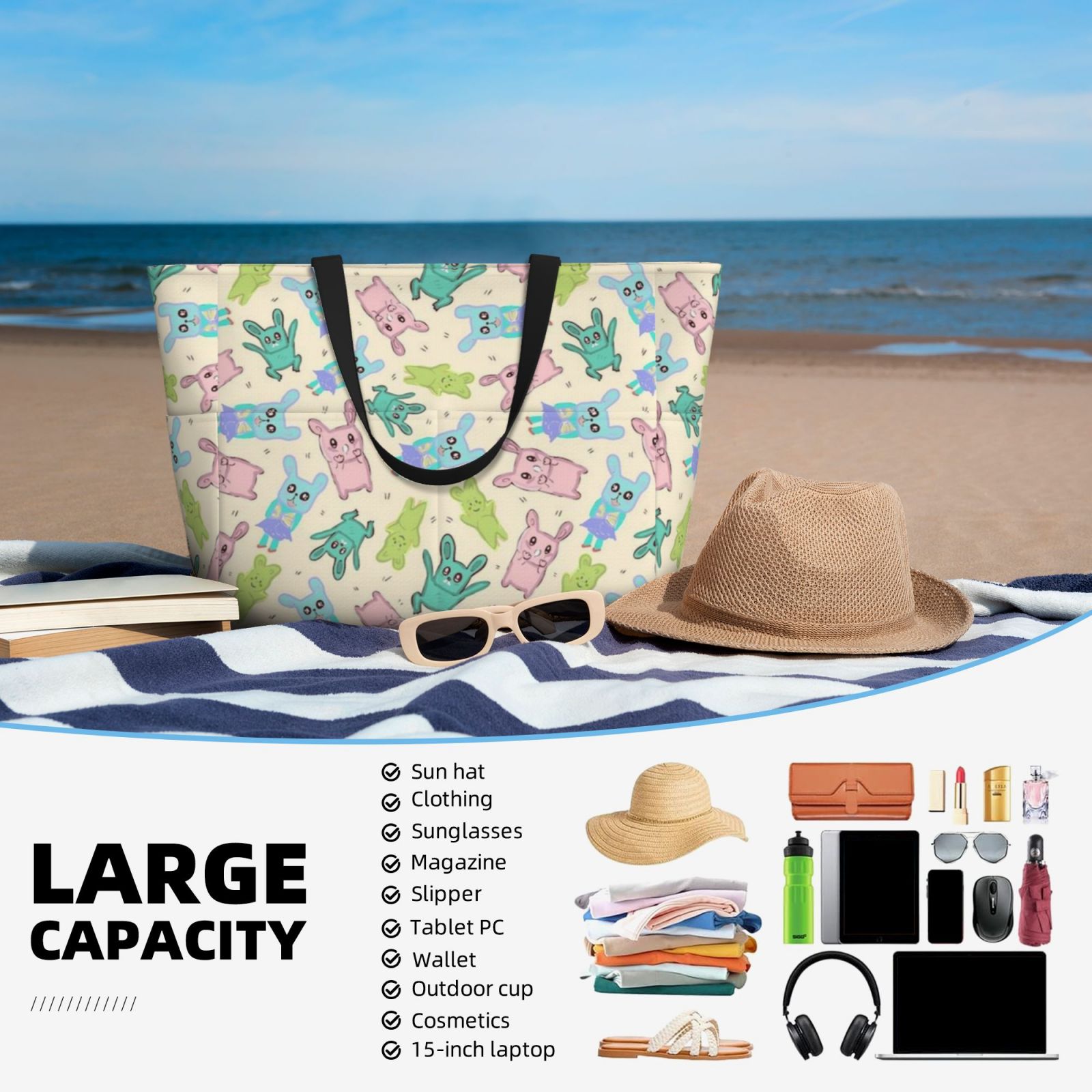 Large capacity beach travel bag