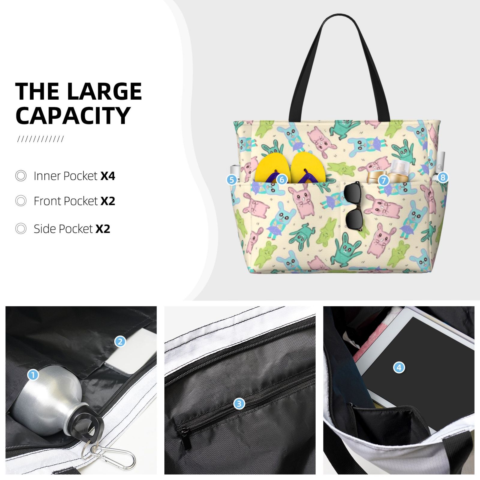 Large capacity beach travel bag