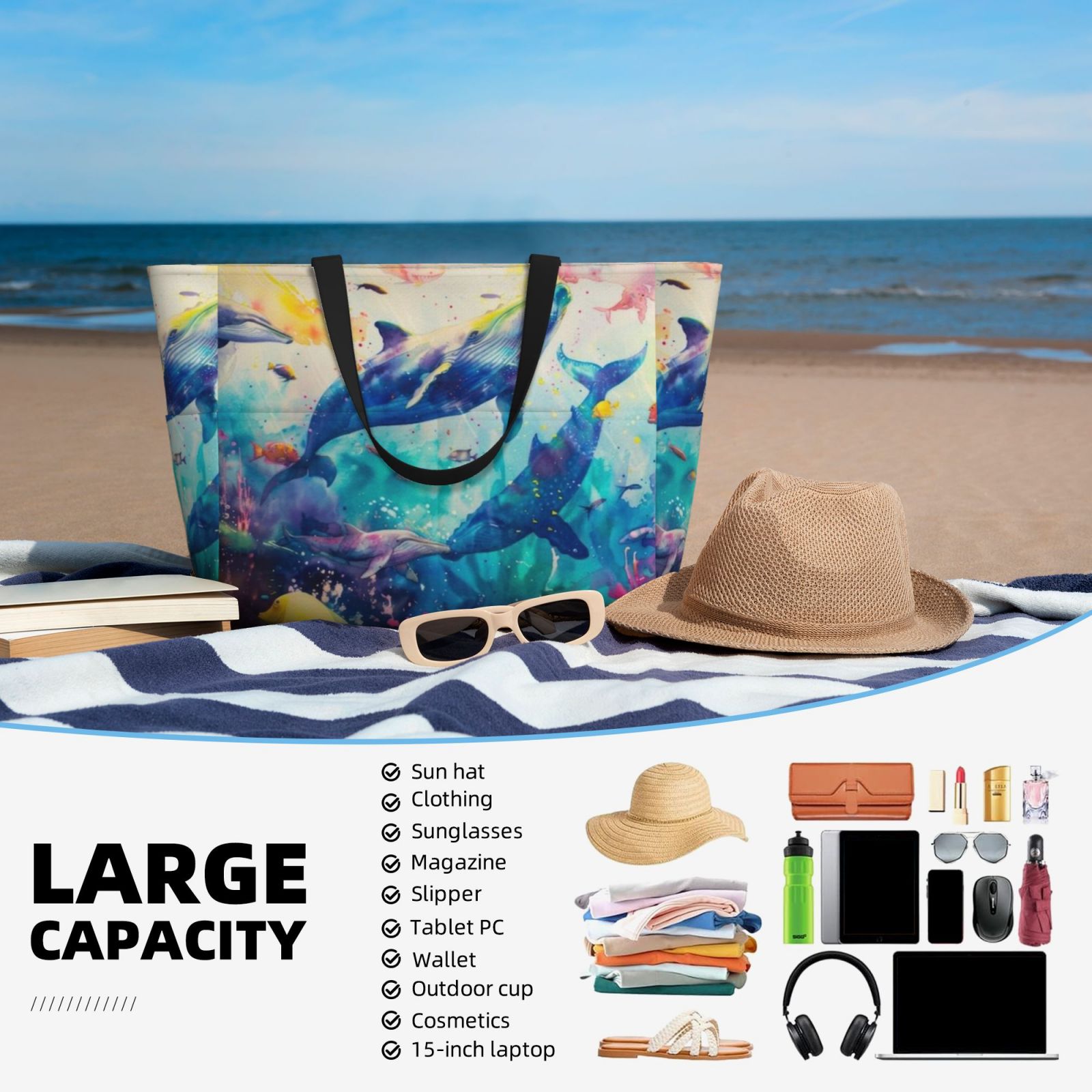 Large capacity beach travel bag