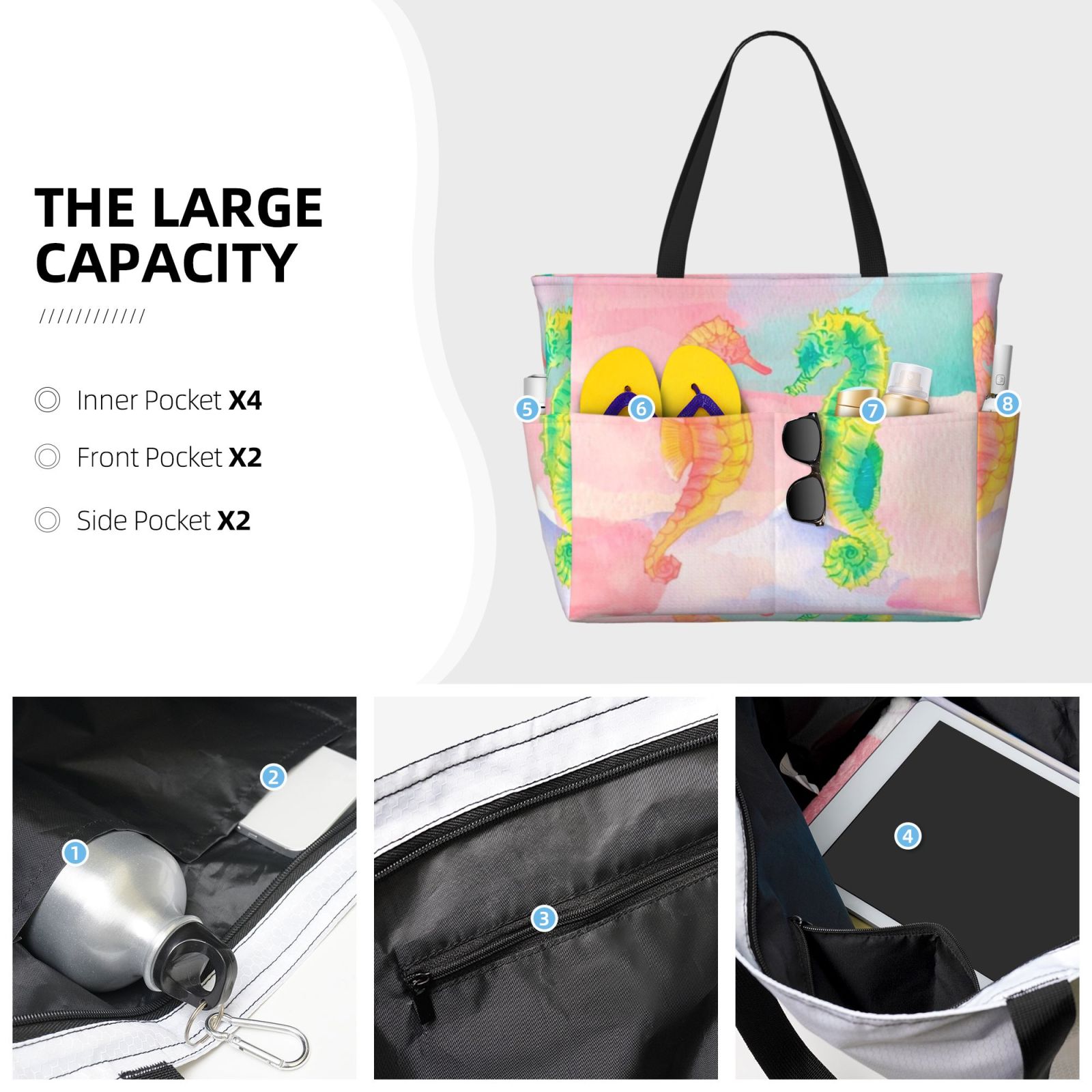 Large capacity beach travel bag