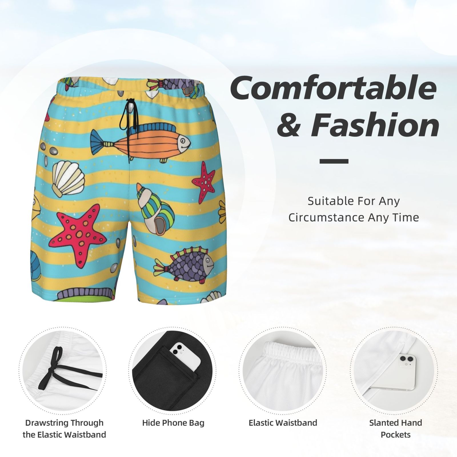 Men's Double Layer Swim Trunks
