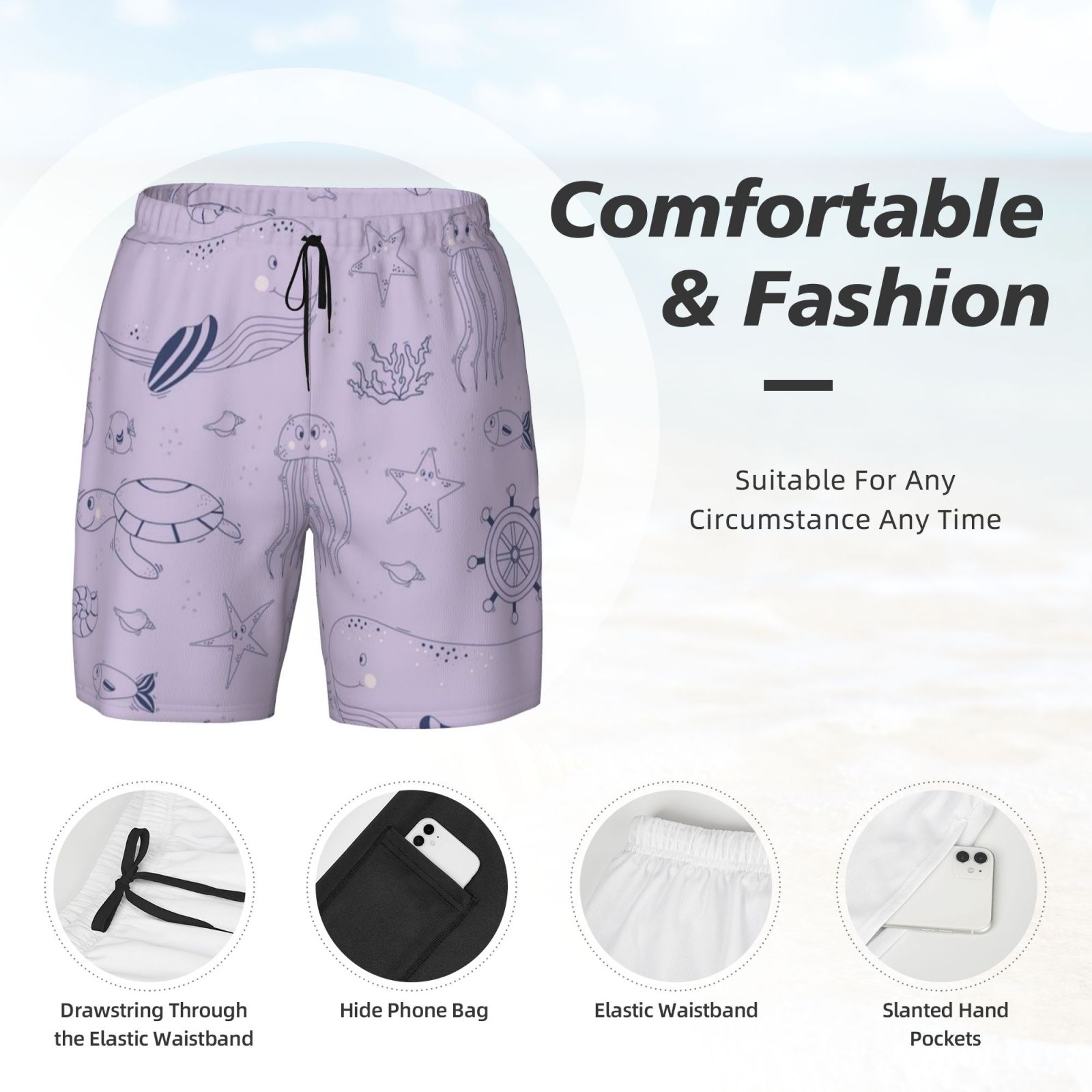 Men's Double Layer Swim Trunks